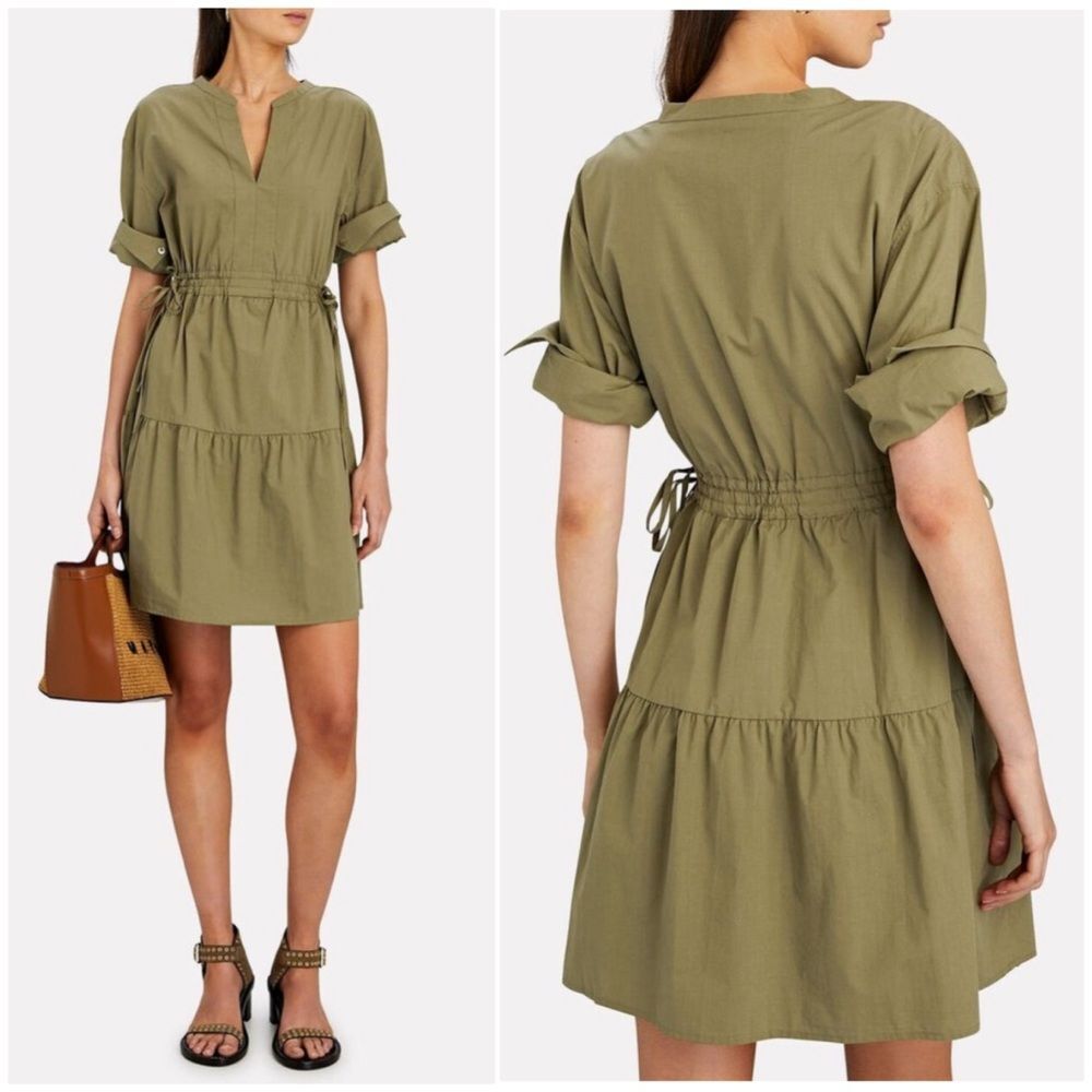 Rails Ivy Mini Moss Green Tie Waist Tiered Dress Women's Size Small